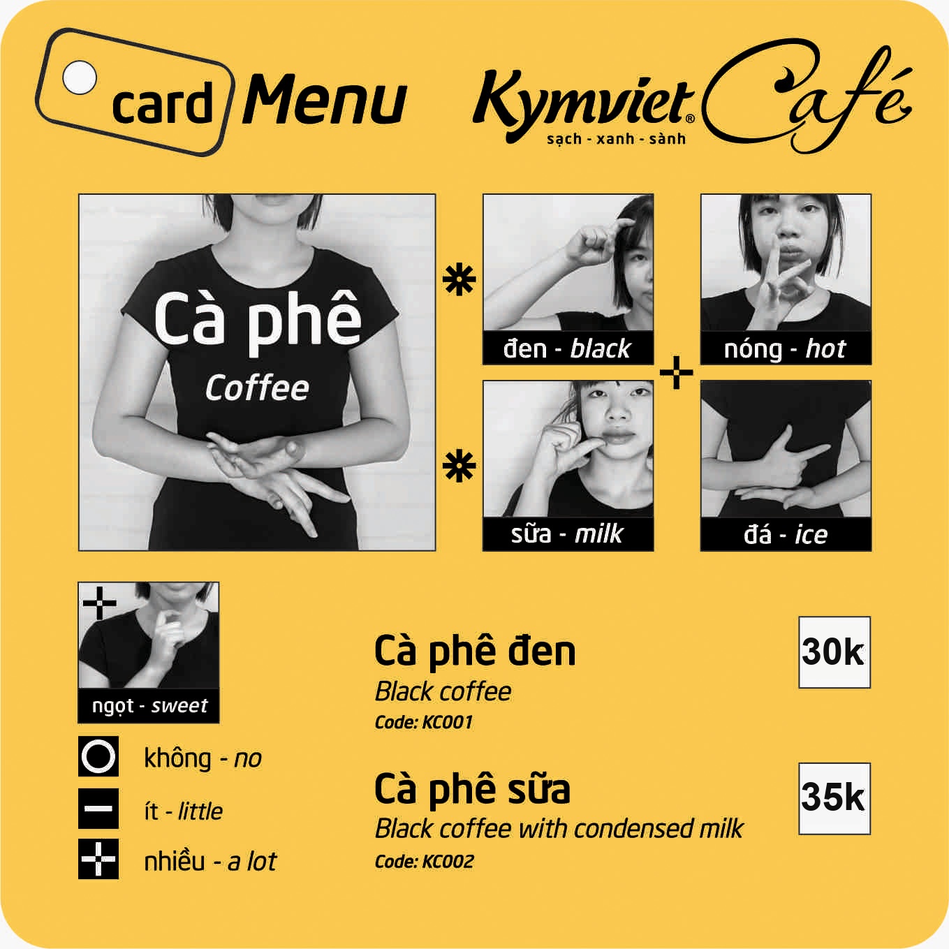 Cà phê đen 30k · Cà phê sữa 35k